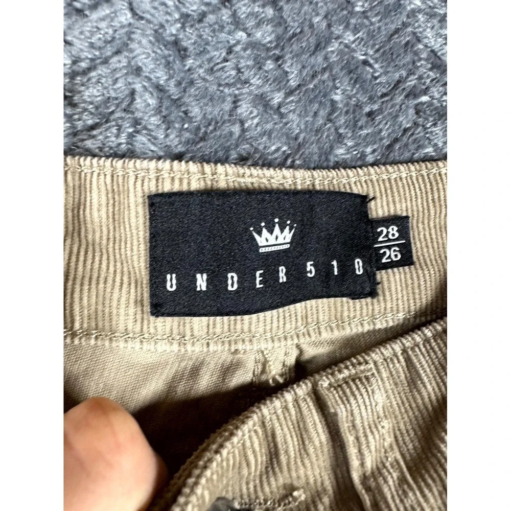 Under 510 Corduroy Pants Mens 28/26 Beige Cotton Stretch Straight Leg Pockets